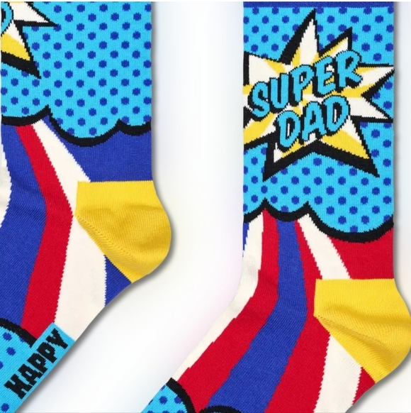 ❤️BUY 2 GET 1 FREE  Happy Socks Super Dad Set - Red, Blue, Black, $38.00US - Picture 5 of 16